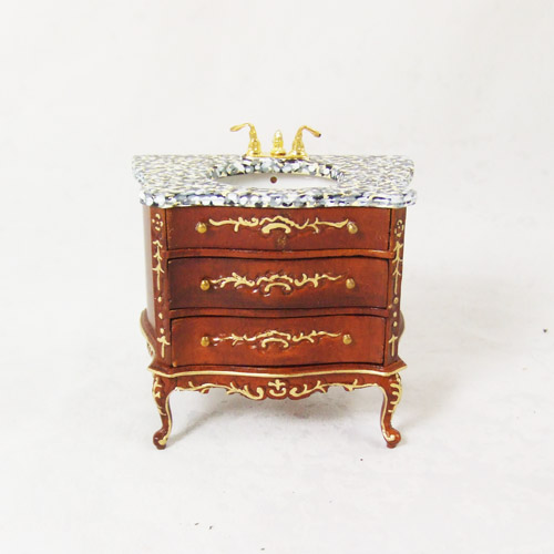 8075-03, WN Wash Stand Marble with drawers in 1" scale